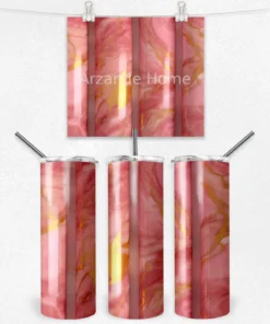 Pembe Mermer Desenli 600 ML Çelik Termos