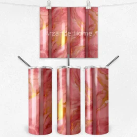 Pembe Mermer Desenli 600 ML Çelik Termos