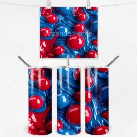 Kırmızı ve Mavi Damla Efektli 600 ML Çelik Termos