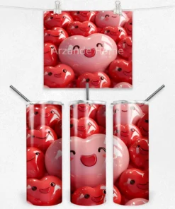 Sevimli Kalp Yüzler Desenli 600 ML Çelik Termos