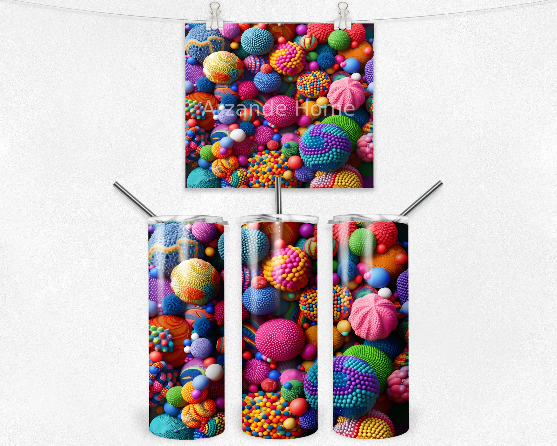 Renkli Küre Evreni 600 ML Çelik Termos