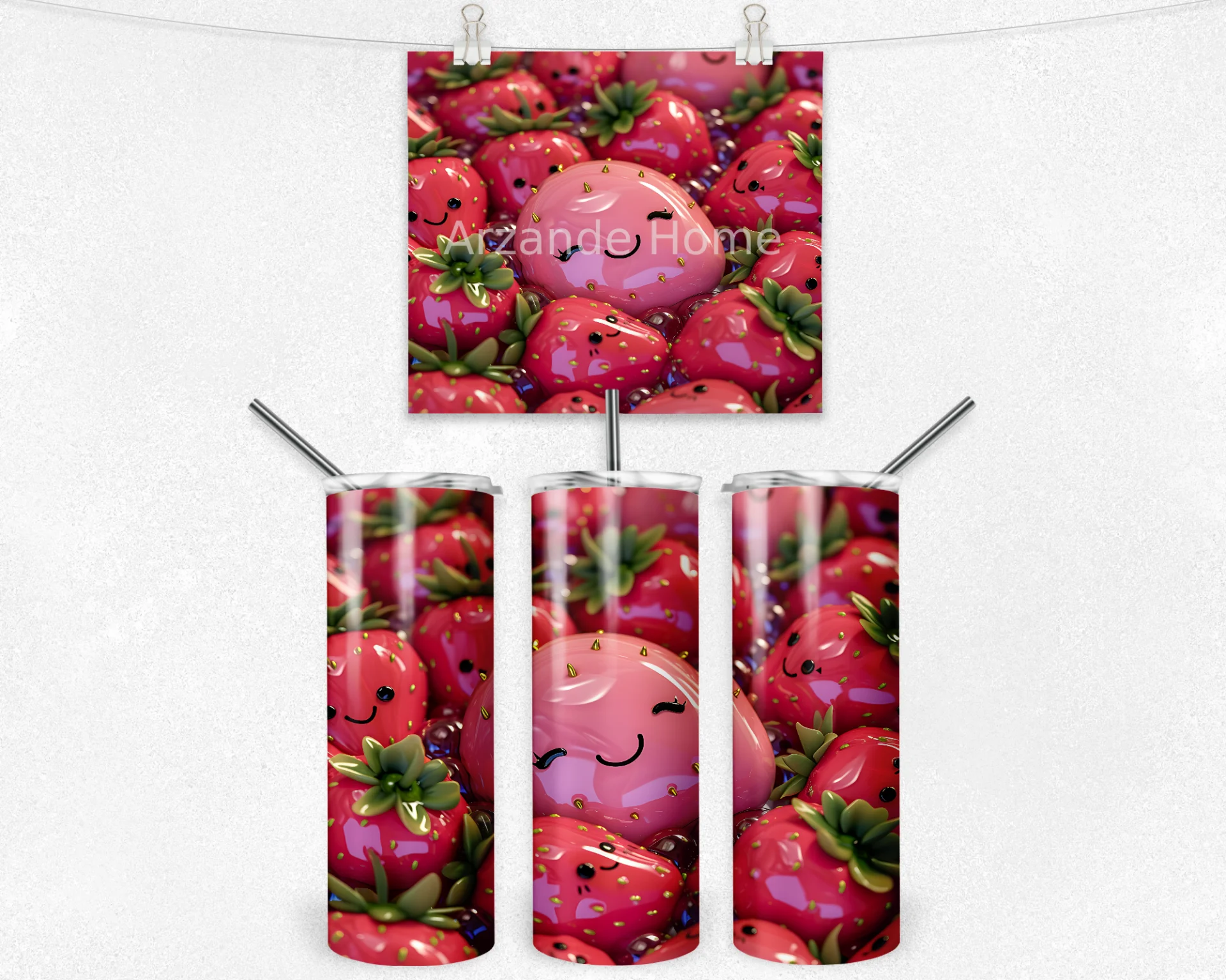 Çilek Bahçesi 600 ML Çelik Termos