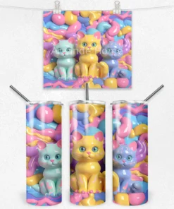 Renkli Kedi Dünyası 600 ML Çelik Termos