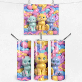 Renkli Kedi Dünyası 600 ML Çelik Termos