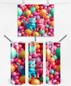 Balonlu Kedi Partisi 600 ML Çelik Termos