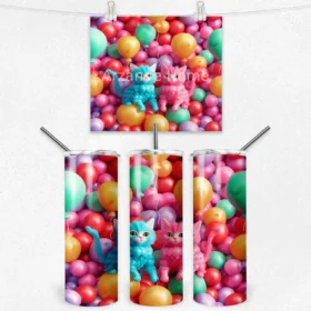 Balonlu Kedi Partisi 600 ML Çelik Termos