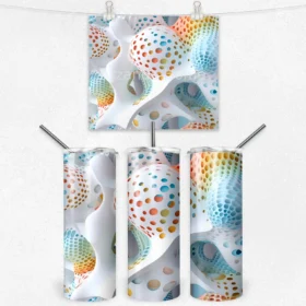 3D Renkli Geometrik 600 ML Çelik Termos