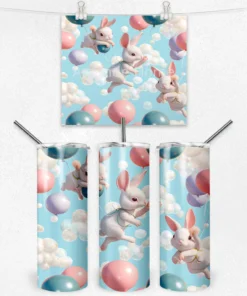 Uçan Tavşanlar Renkli Balonlar Termos Matara 600 ml