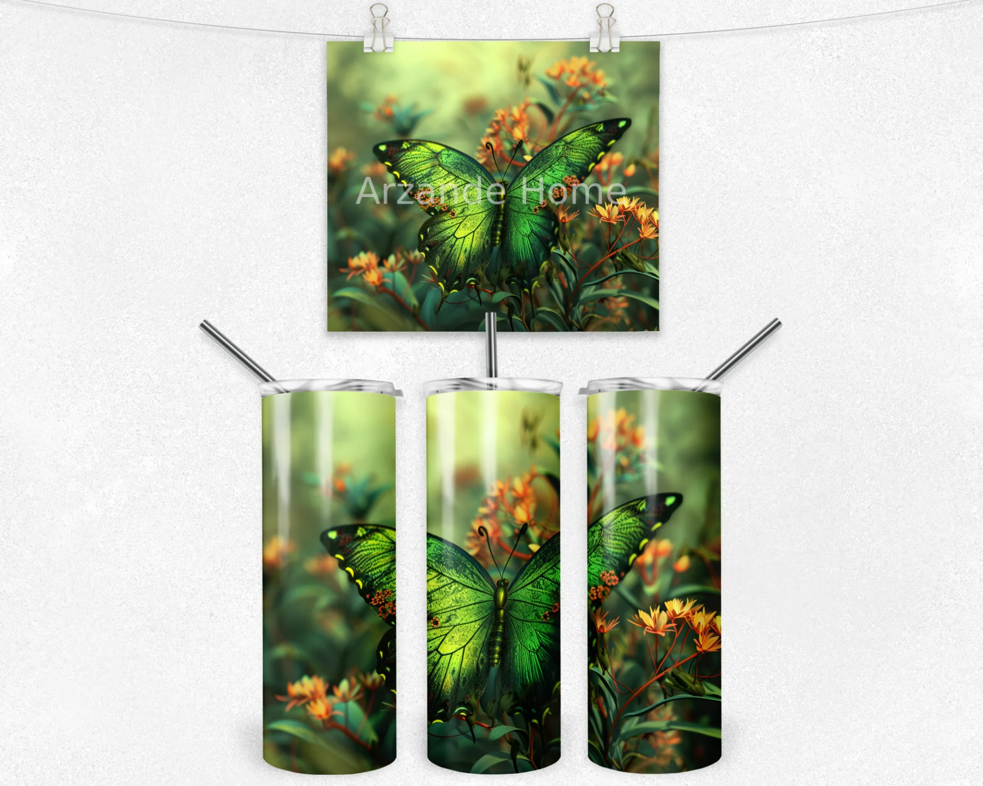 Mavi Gökyüzünde Balonlu Tavşanlar Termos Matara 600 ml