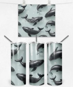 Okyanus Balinaları Desenli Termos Matara 600 ml