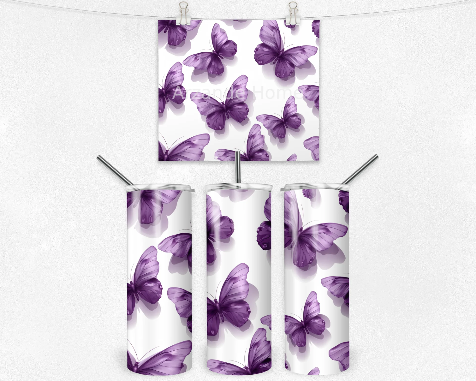 Mor Kelebek Zarafeti 600 ML Çelik Termos