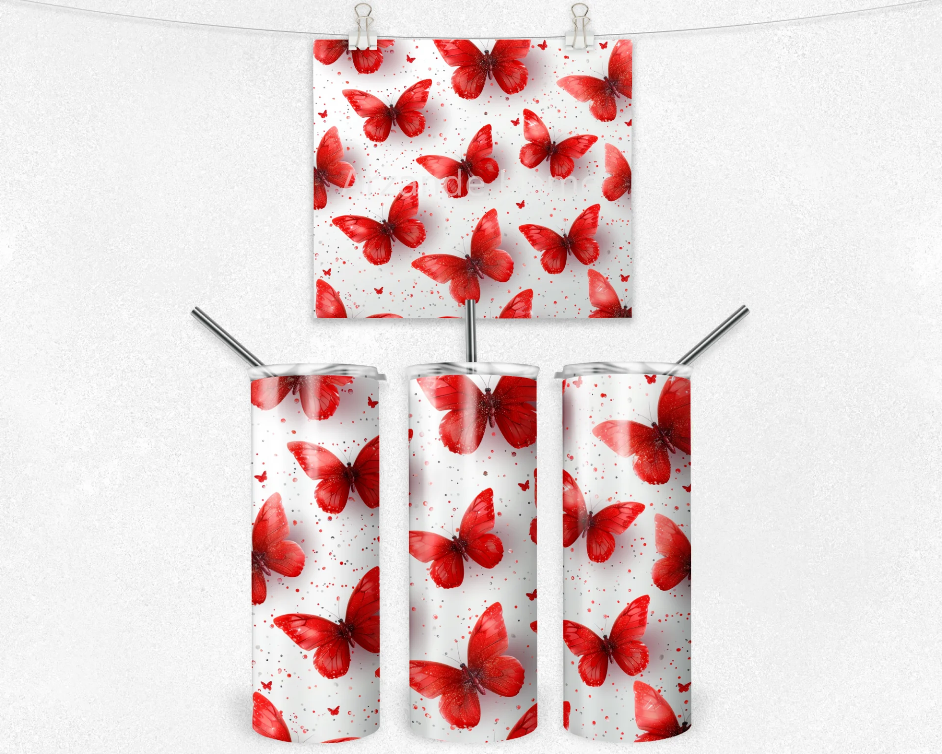 Kırmızı Kelebek Dansı 600 ML Çelik Termos