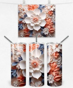 3D Çiçek Dokusu 600 ML Çelik Termos