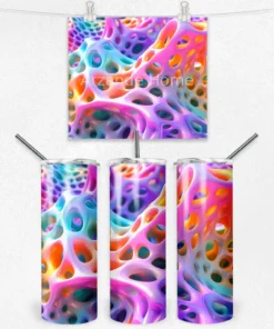 Renkli Soyut Doku 600 ML Çelik Termos