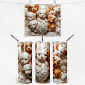 Köpükler İçinde Yavru Köpekler 600 ML Çelik Termos