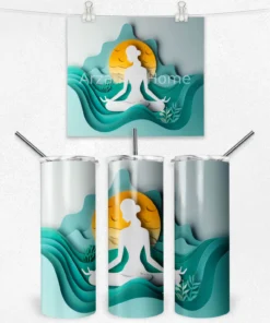 Güneş ve Meditasyon Silueti 600 ML Çelik Termos