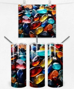 Renkli Taşlar Işıltısı 600 ML Çelik Termos