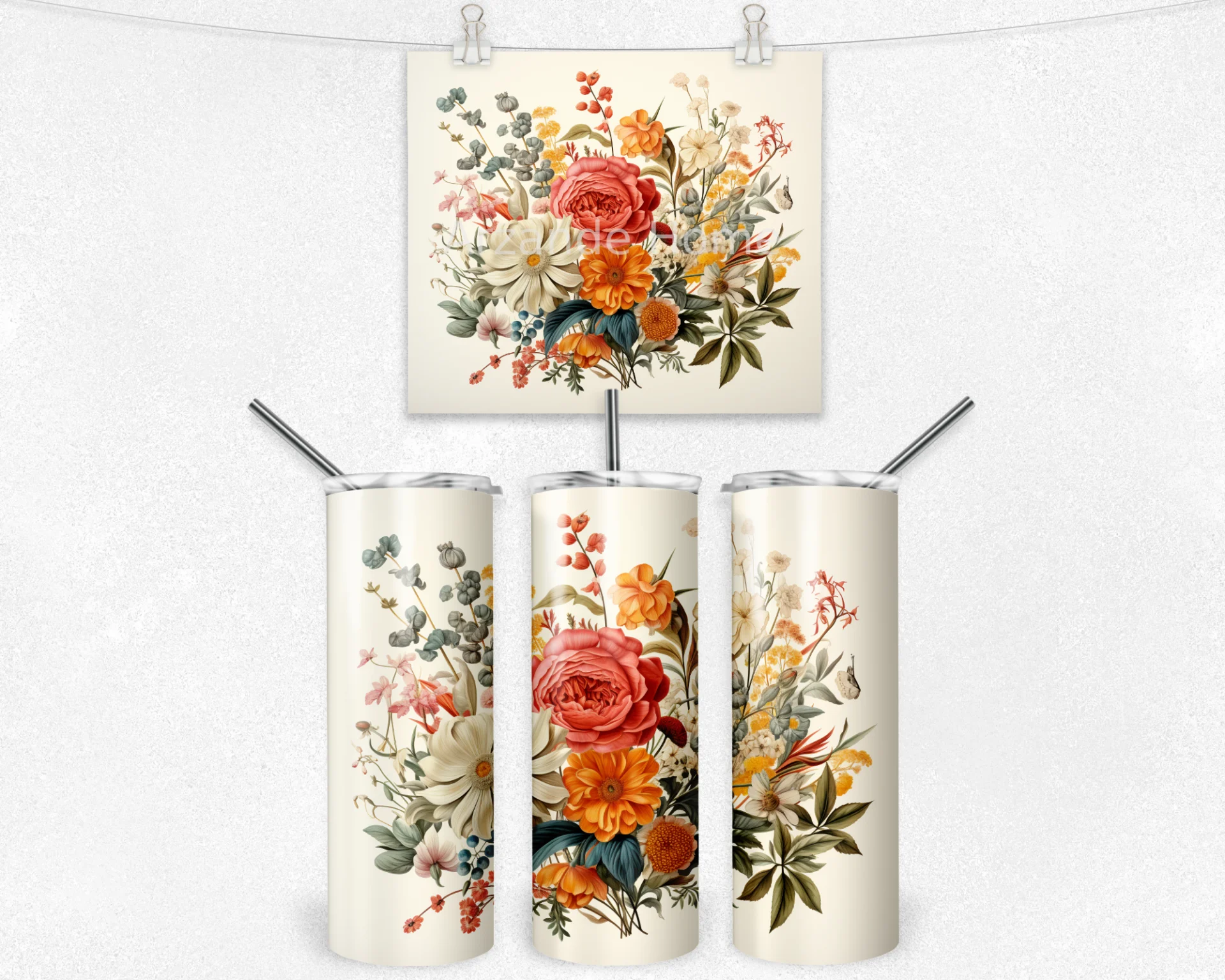 Vintage Çiçek Bahçesi 600 ML Çelik Termos