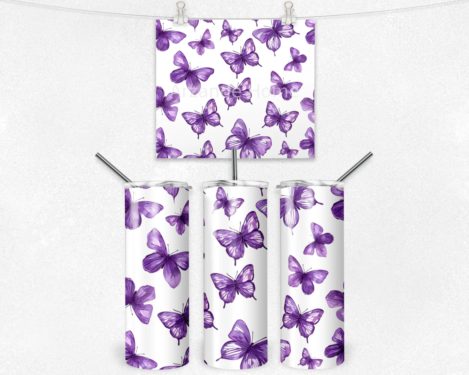 Mor Kelebek Dansı 600 ML Çelik Termos