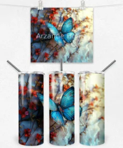 Mavi Bahar Kelebeği 600 ML Çelik Termos