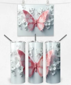 Pembe Zarafet Kelebeği 600 ML Çelik Termos