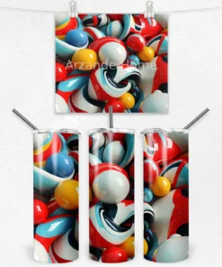 Kırmızı Mavi Soyut Enerji 600 ML Çelik Termos