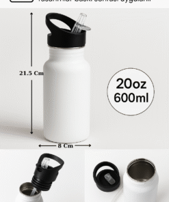 Alternative view of Işıklı Kelebek Deseni Alüminyum Pipetli Matara 600 ML