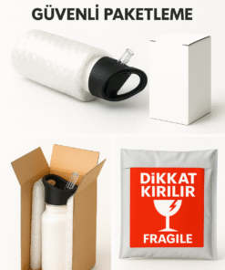 Pembe Gerbera Çiçeği Alüminyum Pipetli Matara 600 ML - Görsel 5