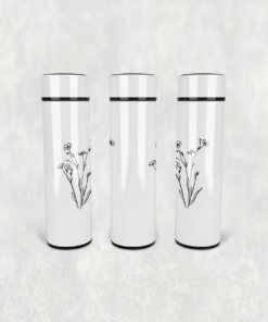 Zarif Çiçek Desen Led Derece Göstergeli Paslanmaz Çelik Termos 500 ML