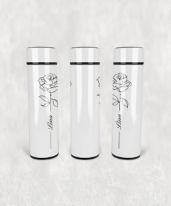 Lina Gül Desen Led Derece Göstergeli Paslanmaz Çelik Termos 500 ML