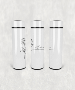 Lina Gül Çizimi Led Derece Göstergeli Paslanmaz Çelik Termos 500 ML