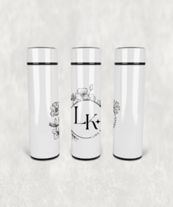 Çiçekli Monogram Logo Led Derece Göstergeli Paslanmaz Çelik Termos 500 ML