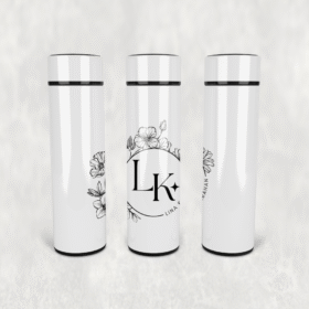 Çiçekli Monogram Logo Led Derece Göstergeli Paslanmaz Çelik Termos 500 ML