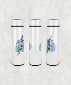 Mavi Yaprak Desen Led Derece Göstergeli Paslanmaz Çelik Termos 500 ML