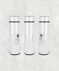 Günebakan Çiçek Motif Led Derece Göstergeli Paslanmaz Çelik Termos 500 ML