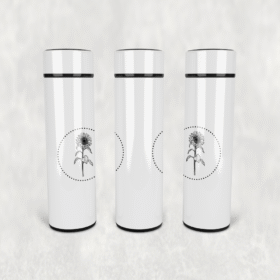 Günebakan Çiçek Motif Led Derece Göstergeli Paslanmaz Çelik Termos 500 ML