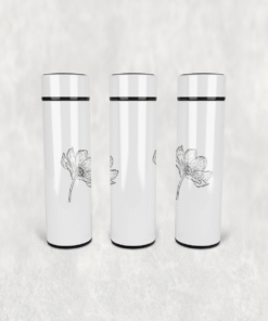 Zarif Gelincik Çiçek Led Derece Göstergeli Paslanmaz Çelik Termos 500 ML