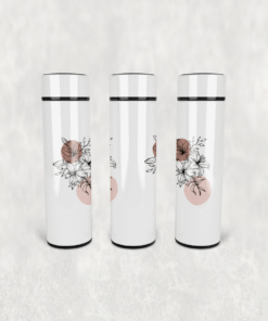 Lilyum Çiçek Buketi Led Derece Göstergeli Paslanmaz Çelik Termos 500 ML