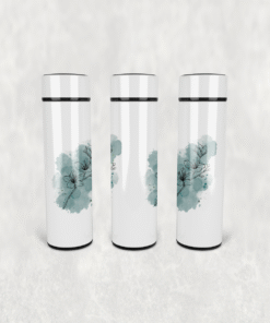 Mavi Çiçek Akvarel Led Derece Göstergeli Paslanmaz Çelik Termos 500 ML