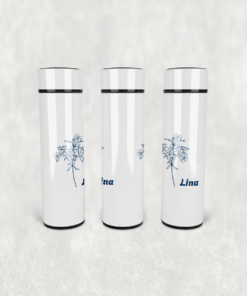 Lina Çiçek Motif Led Derece Göstergeli Paslanmaz Çelik Termos 500 ML