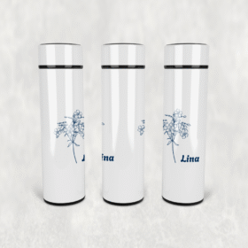 Lina Çiçek Motif Led Derece Göstergeli Paslanmaz Çelik Termos 500 ML
