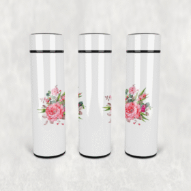 Pembe Şakayık Buket Led Derece Göstergeli Paslanmaz Çelik Termos 500 ML