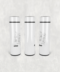 Lina Çiçek Motif Led Derece Göstergeli Paslanmaz Çelik Termos 500 ML
