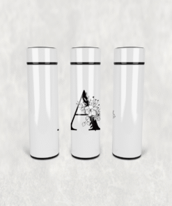 Çiçekli Harf A Led Derece Göstergeli Paslanmaz Çelik Termos 500 ML