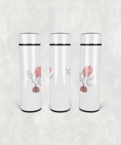 Pembe Minimal Çizgi Led Derece Göstergeli Paslanmaz Çelik Termos 500 ML