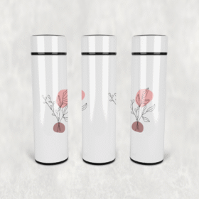 Pembe Minimal Çizgi Led Derece Göstergeli Paslanmaz Çelik Termos 500 ML
