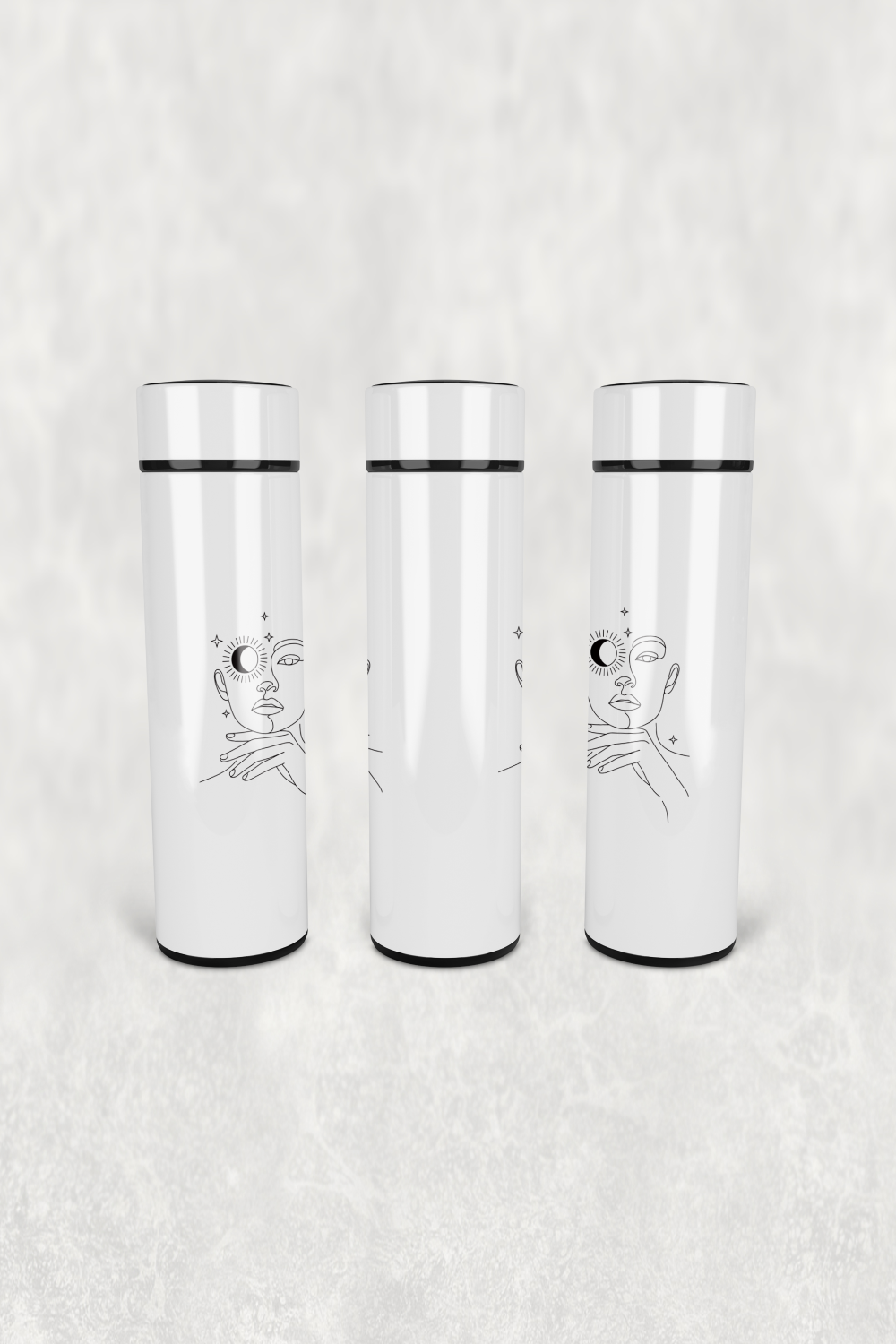 Güneş Ay Yüz Led Derece Göstergeli Paslanmaz Çelik Termos 500 ML