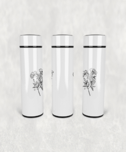 Doğal Çiçek Demeti Led Derece Göstergeli Paslanmaz Çelik Termos 500 ML