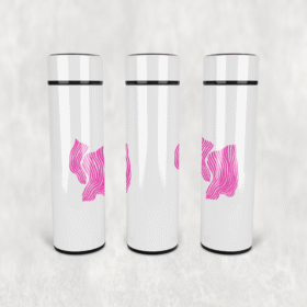 Soyut Pembe Çizgi Led Derece Göstergeli Paslanmaz Çelik Termos 500 ML