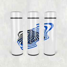 Mavi Siyah Spiral Led Derece Göstergeli Paslanmaz Çelik Termos 500 ML